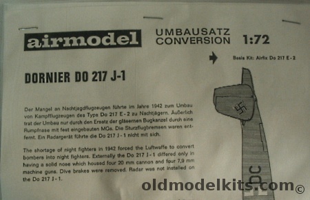 Airmodel 1/72 Dornier Do-217 J-1 Conversion - Bagged plastic model kit